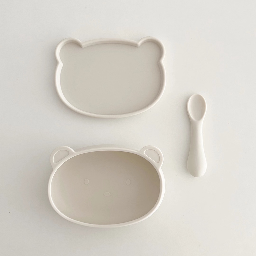Tô Đựng Thức Ăn Bằng Silicone Chống Sốc Hình Gấu Dễ Thương Cho Bé