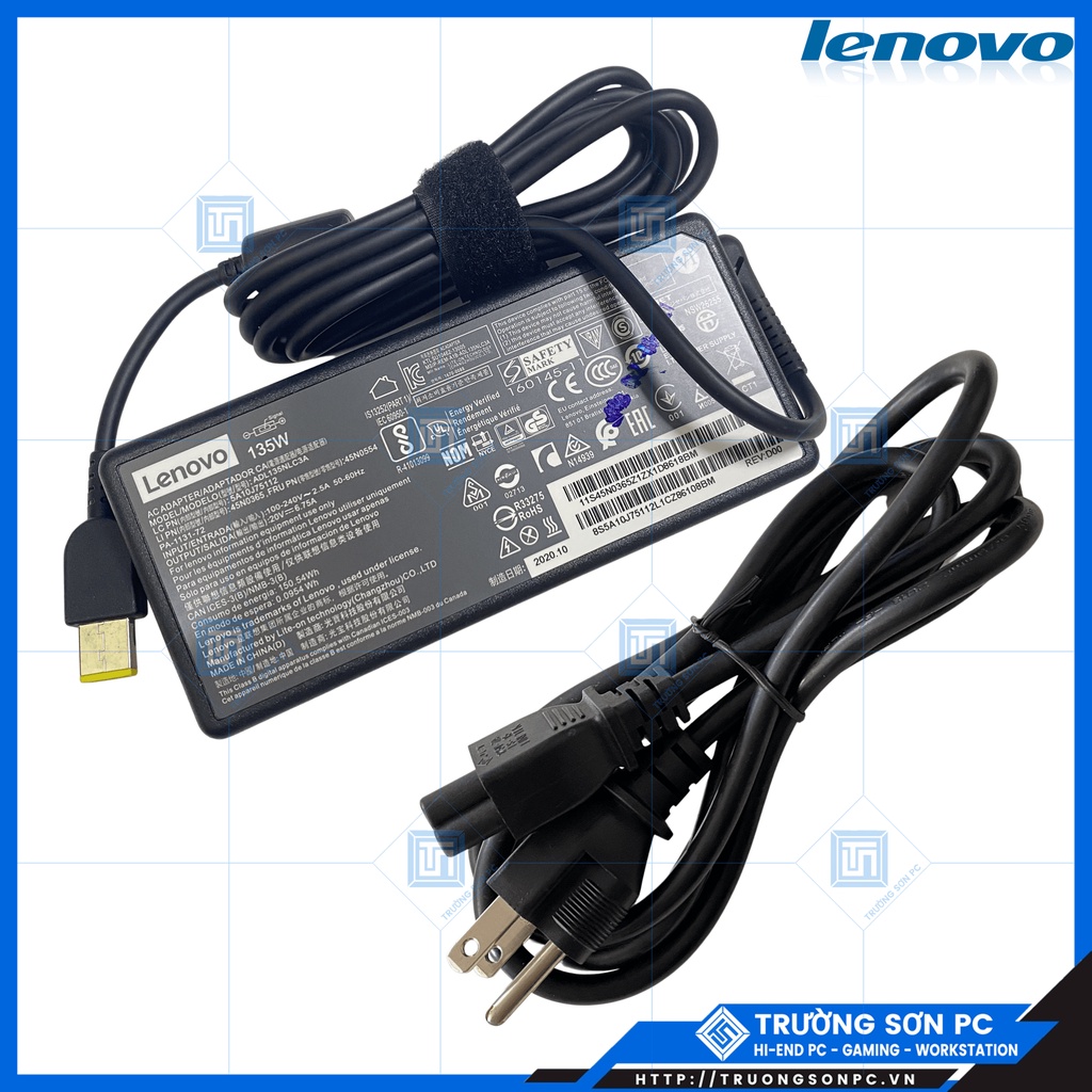 Sạc Laptop LENOVO 20V 6.75A 135W Chân Vuông USB Sạc Zin Cao Cấp | Có Kim Ở Giữa