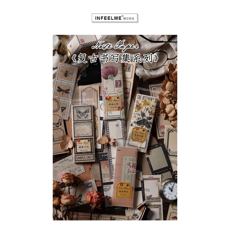 Hình dán trang trí sổ tay DIY hình thẻ sách, cuộn film vintage