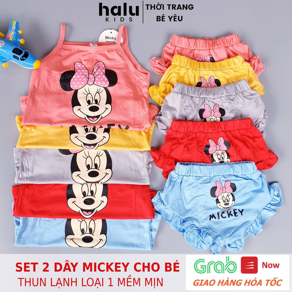 Sale!!! Bộ 2 dây cho bé gái hàng Minky Mom in hình Mickey chất thun lạnh mát đẹp - B2D01.Halukidsvn