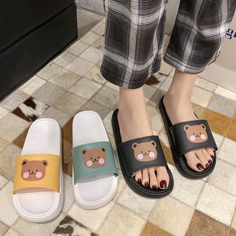 Dép nữ quai ngang thời trang hình Gấu PuPu đế gai chống trơn trượt siêu êm cực kì đáng yêu