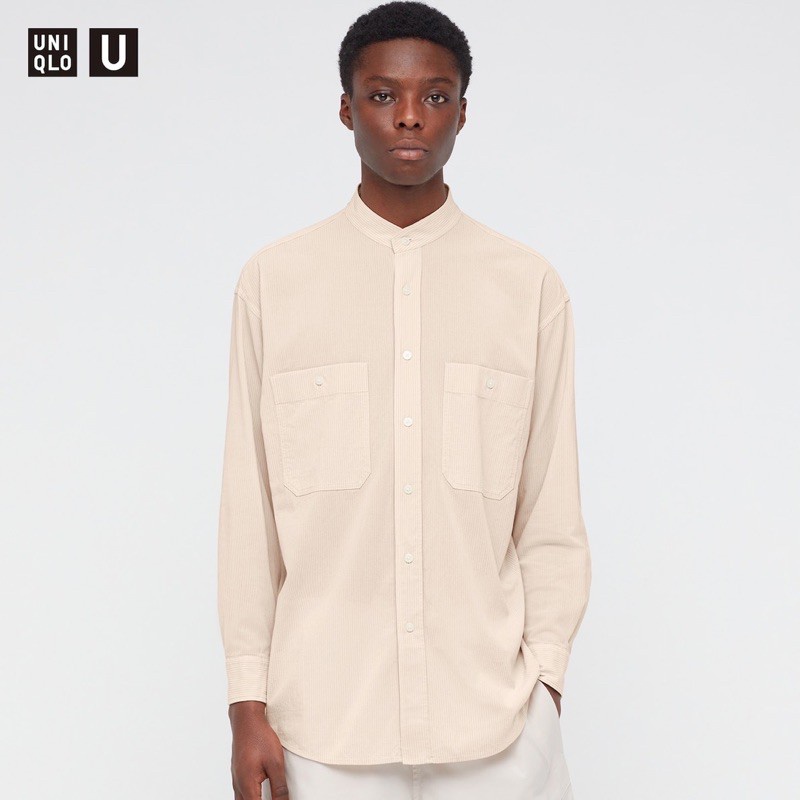 Áo sơ mi nam dài tay cổ tàu kẻ sọc dọc dòng U thời trang của Uniqlo ®️