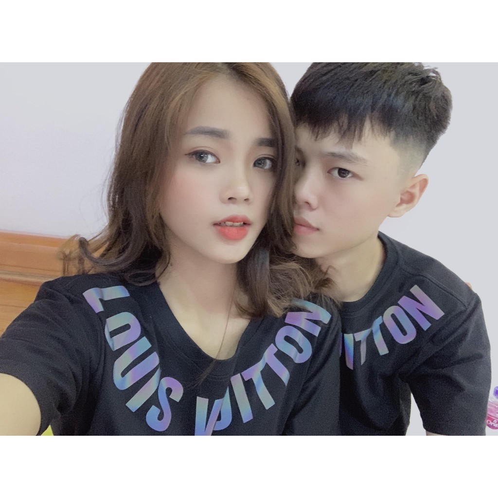 Áo thun phản quang 7 màu Louis chữ quanh cổ Unisex