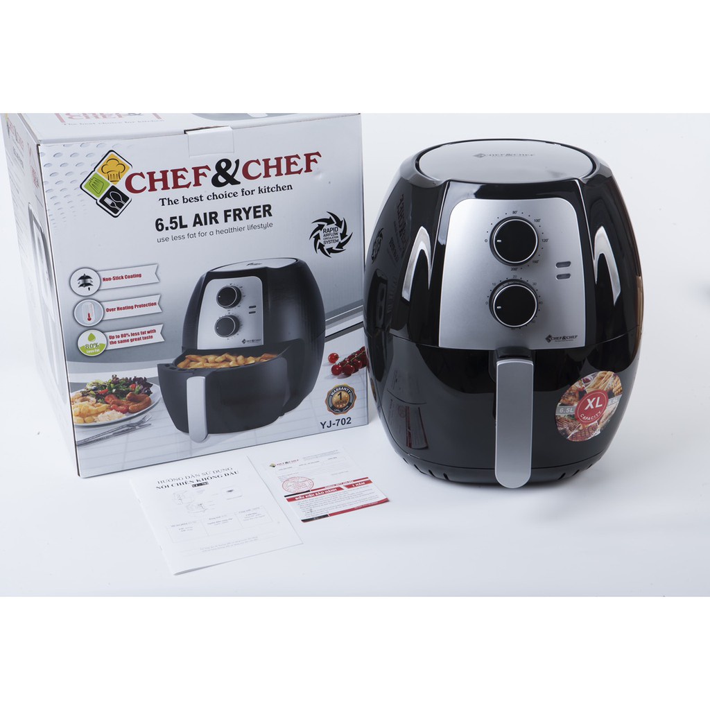 Nồi Chiên Không Dầu Chef & chef 6,5l  Hàng Chuẩn Chính Hãng Nội Bảo Hành Công Ty