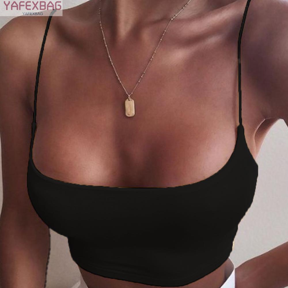 Crop Tops Womens Vest Comfortable Plus Size Solid Color Spaghetti Strap