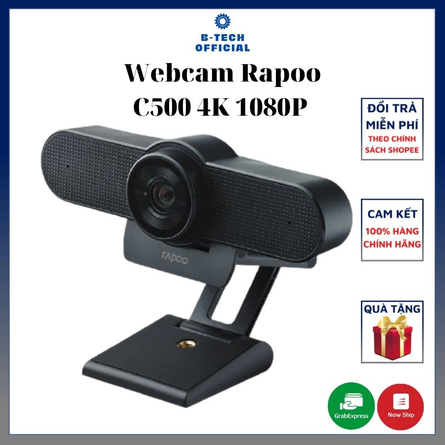 Webcam Rapoo C500 4K 2160P - Bảo hành chính hãng 24 tháng