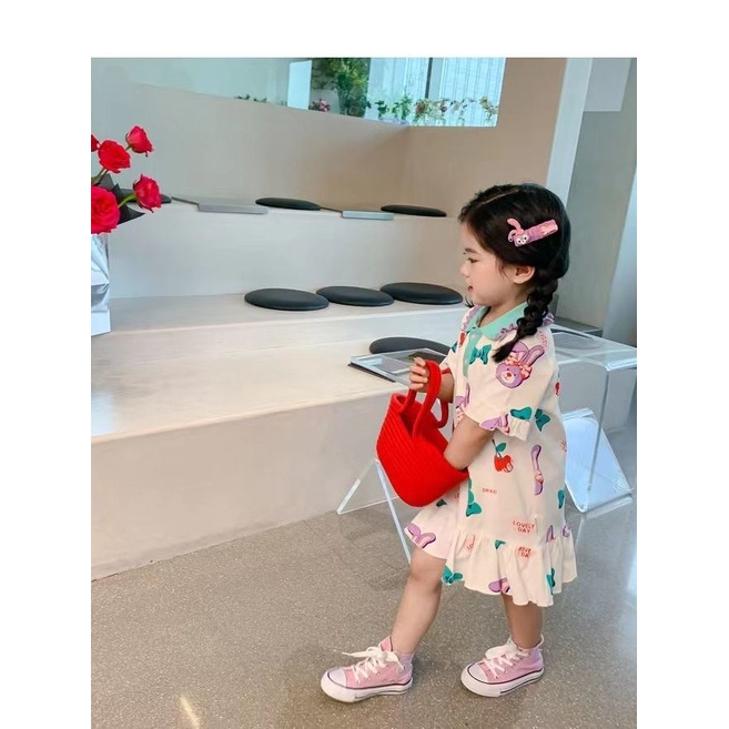 Đầm Mùa Hè Tay Cộc Có Cổ Công Chúa Hợp Thời Trang Cho Bé Gái 5 Tuổi