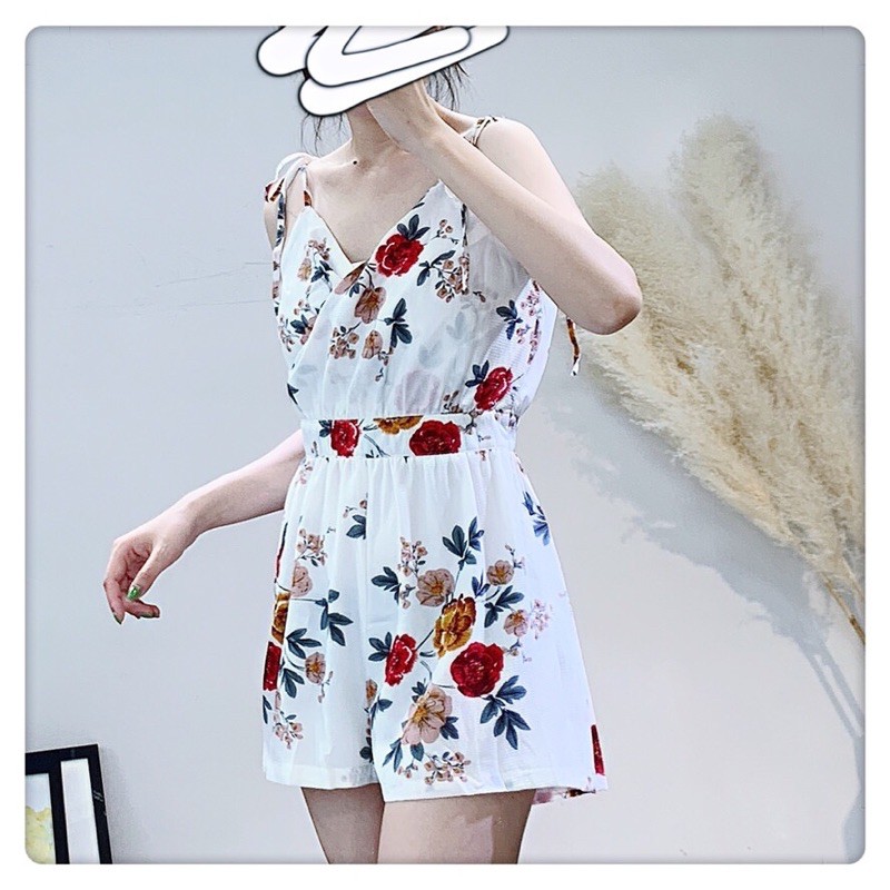 Jumpsuit in hoa buộc dây