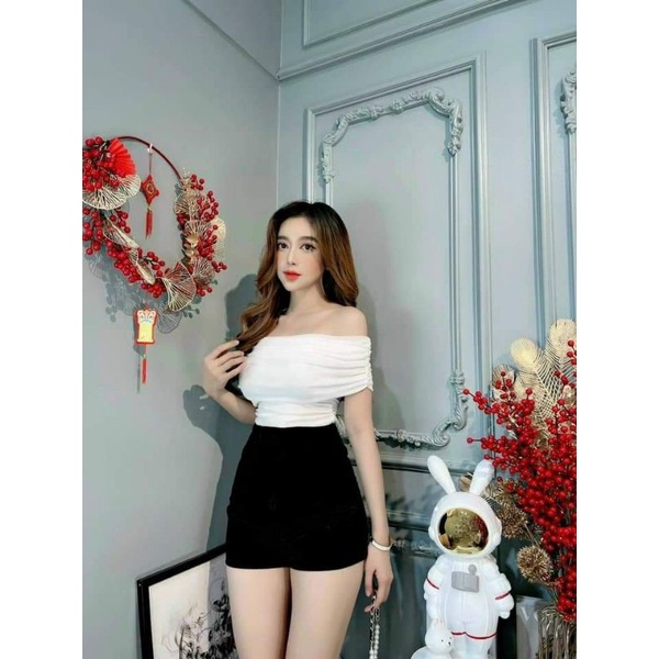 Áo trễ vai rúm xinh xắn b80