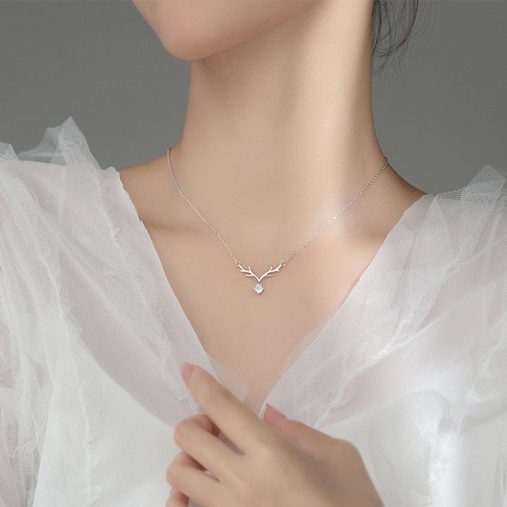 Dây chuyền bạc Ý s925 sừng Tuần Lộc D6356 - AROCH Jewelry