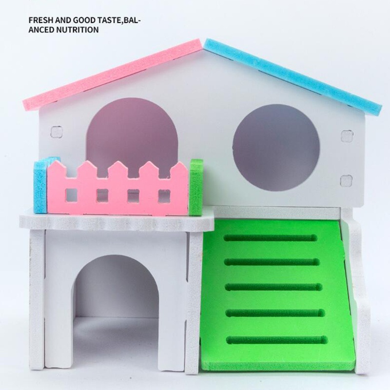 Nhà gỗ 2 tầng nhiều màu sắc dành cho chuột hamster