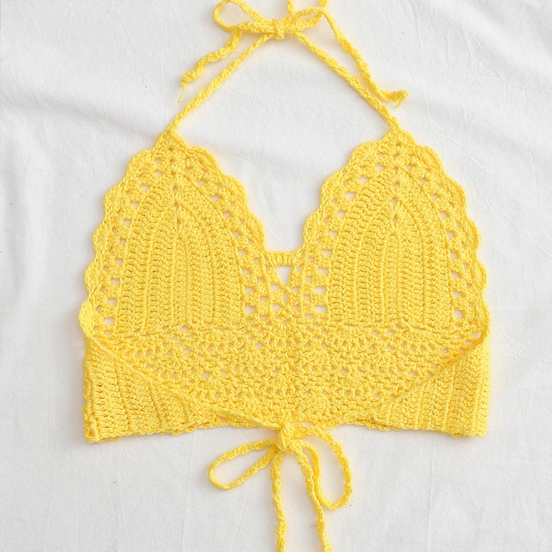 Áo Croptop Dệt Kim Cổ Chữ V Hở Lưng Phong Cách Boho Quyến Rũ Cho Nữ