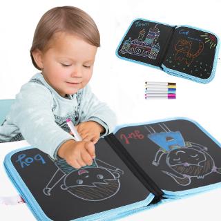 14 Sides Portable Chalk Board Drawing Book Toys Magic Pen Blackboard Painting Drawing Board Kids Early Education Toy