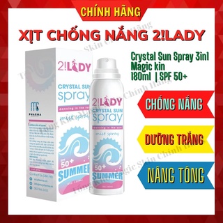 Xịt chống nắng, dưỡng trắng, giữ ẩm 2LADY Crystal Sun Spray 3in1 Magic Skin