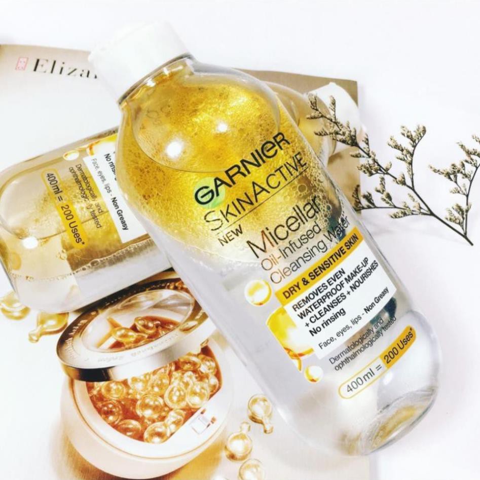 Nước tẩy trang garnier pháp 400ml, 125ml dầu vàng nắp trắng | BigBuy360 - bigbuy360.vn