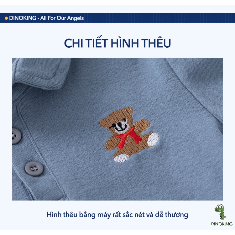 Áo polo dài tay bé trai DINOKING Áo thu đông cổ bẻ chất thun dày dặn thu đông 2022 giữ ấm cho bé 2 - 8 tuổi AD19