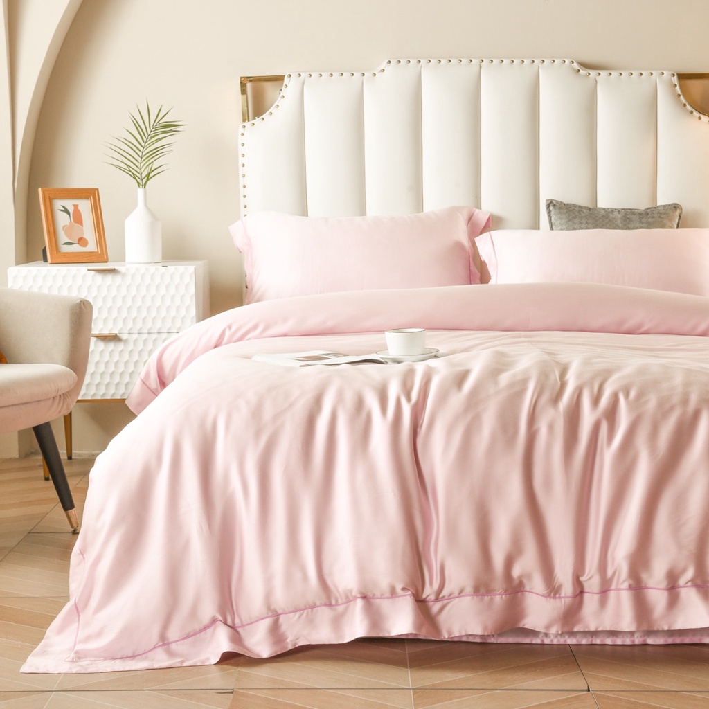 Bộ Chăn Ga Gối Lụa Tencel Cao Cấp Sang Xịn Mịn Mát Gồm Chăn Drap Gối Sét 4 Món - Nhập Khẩu Chính Hãng