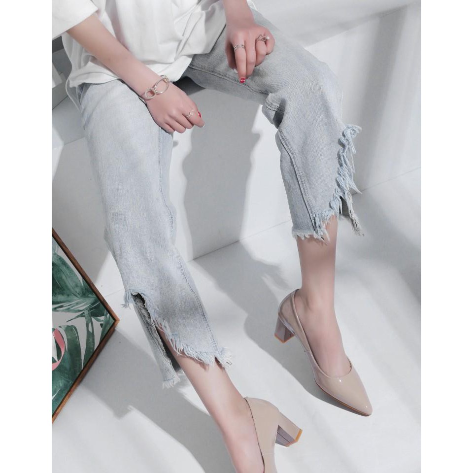 PAMELA - Giày Cao Gót 5 phân Da Bóng Mũi Nhọn Công Sở Siêu Êm Chân 2021 (5cm) - Gi07