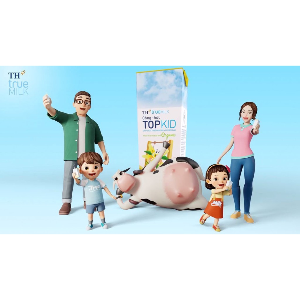 Sữa Tươi Tiệt Trùng TH true MILK Công Thức TOPKID Hoàn Toàn Từ Sữa Tươi Organic – Vị Kem Vanilla Tự Nhiên 180 ml