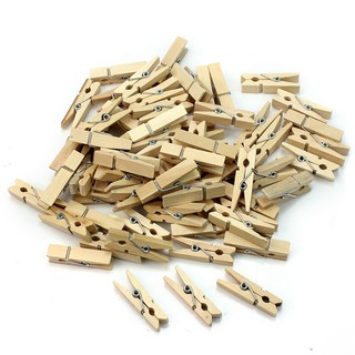 Set 100 kẹp gỗ 35*7mm đa năng dùng để treo hình trên dây dành cho trang trí