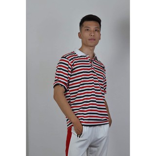 [HÀNG MỚI] Áo phông unisex cổ bẻ sọc ngang (ảnh thật shop chụp)