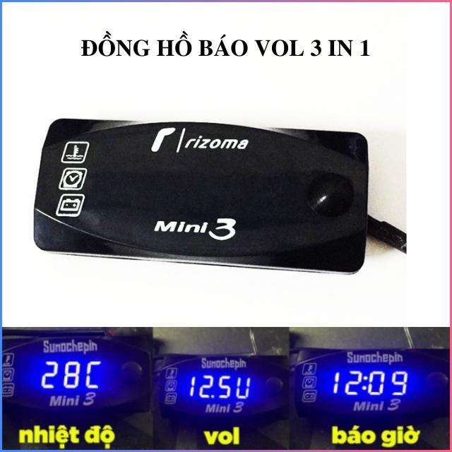 Đồng Hồ Đo Vol 3in1 Chế Độ Time, Vol, Nhiệt Độ, Đồng Hồ báo Vol Tích Hợp 3 Chức Năng-DHV3IN1