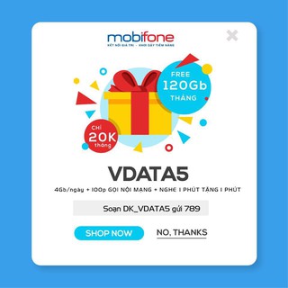 Sim Vdata5 Mobifone 120GB/tháng, giá gói chỉ 30k