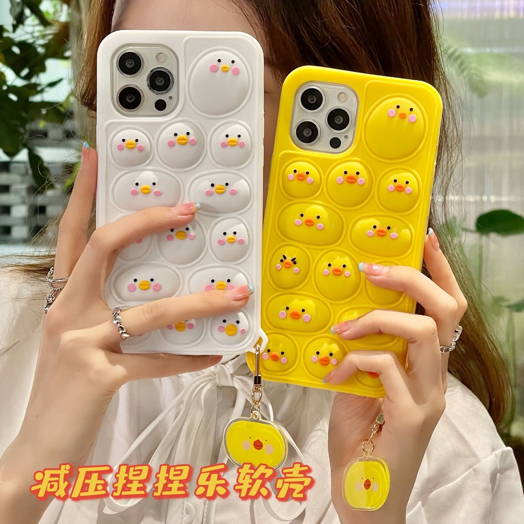 Ốp điện thoại silicon giảm căng thẳng in hình vịt vàng 3d thích hợp cho Iphone 13 12 11pro max xs xr x 7 8 plus