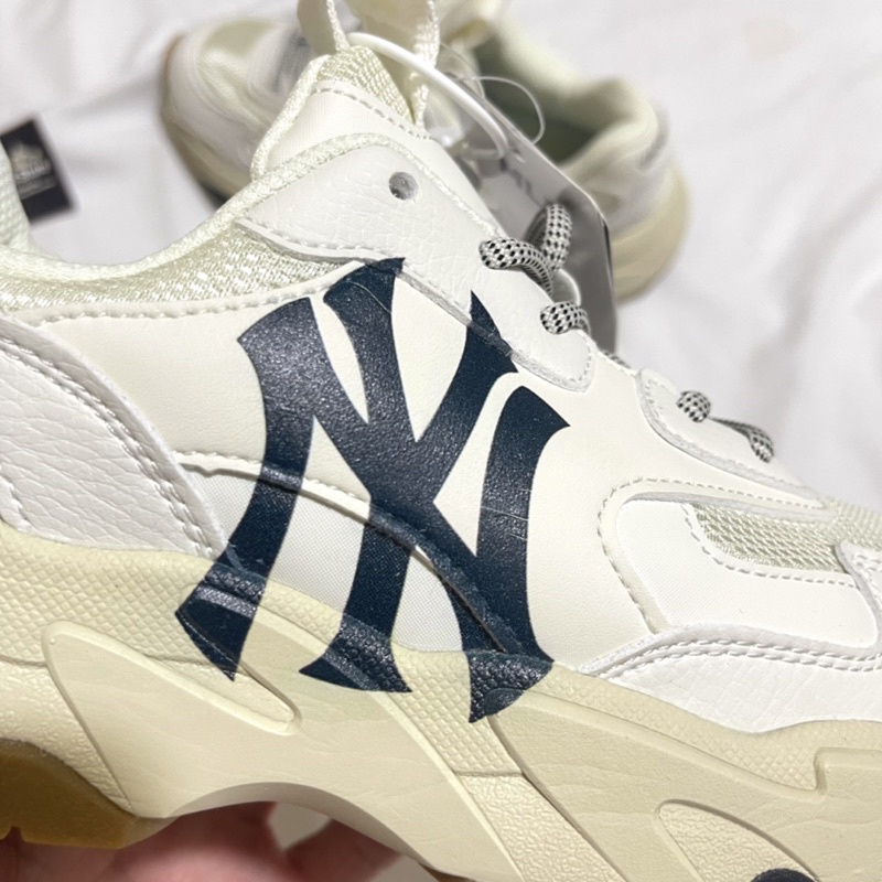 Giày MLB chunky bigball lite NY đen trắng, giày ML B bigball trắng kem đế nâu cao cấp