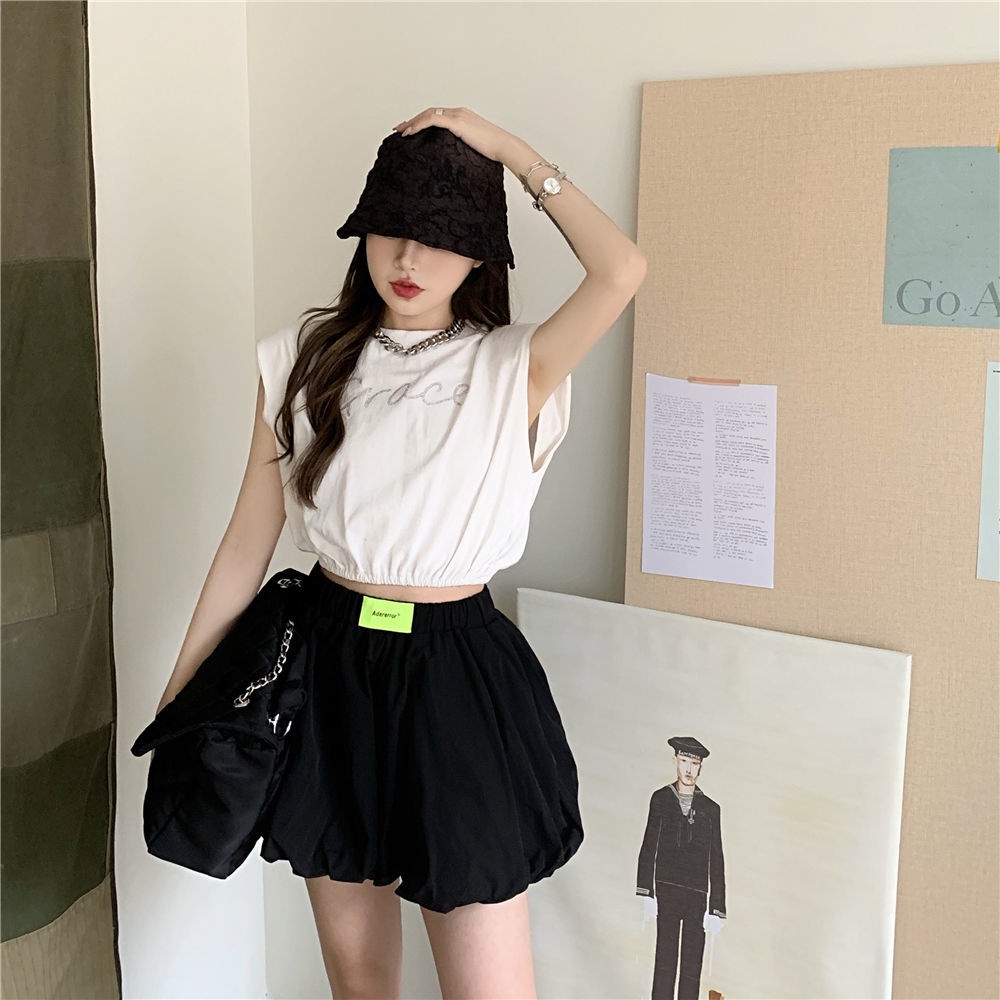 Áo Sát Nách Màu Đen Dáng Rộng Hở Eo Thời Trang Mùa Hè Dành Cho Nữ