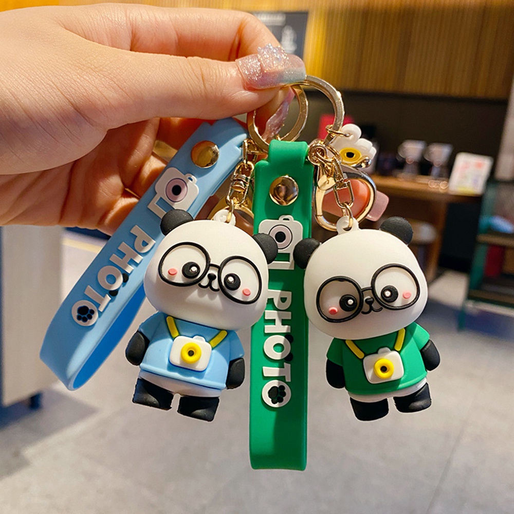 Móc Chìa Khóa Hình Gấu Trúc Đeo Kính Dễ Thương