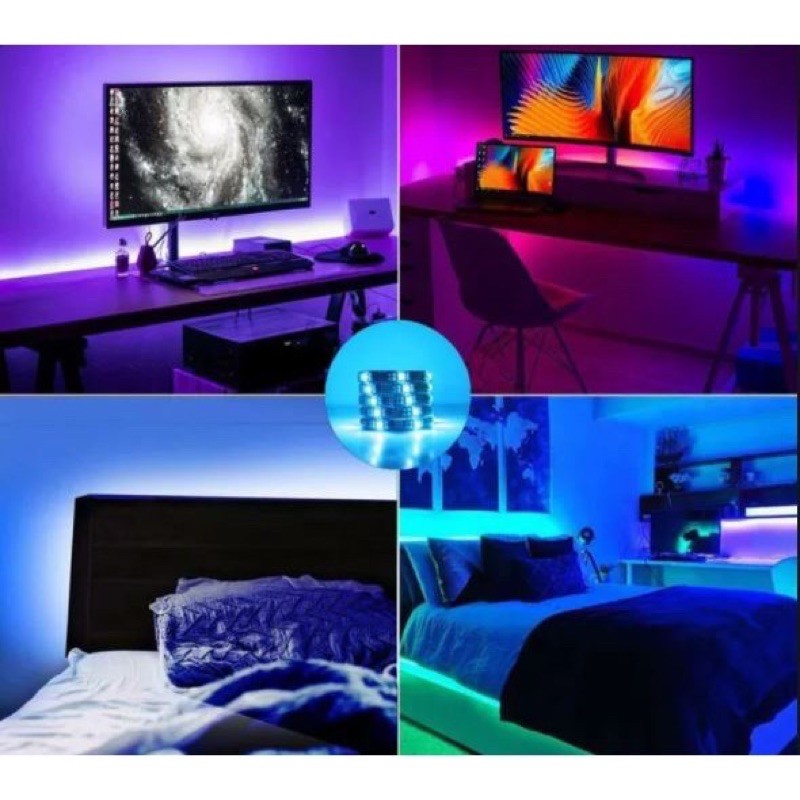 Led cuộn dây 5050 đủ màu RGB 12V có bọc keo, trang trí phòng nhạc tiktok