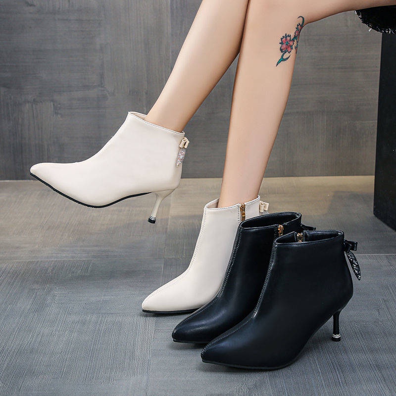 Giày bốt cao gót mũi nhọn thời trang cho nữ size 35-43 41 42