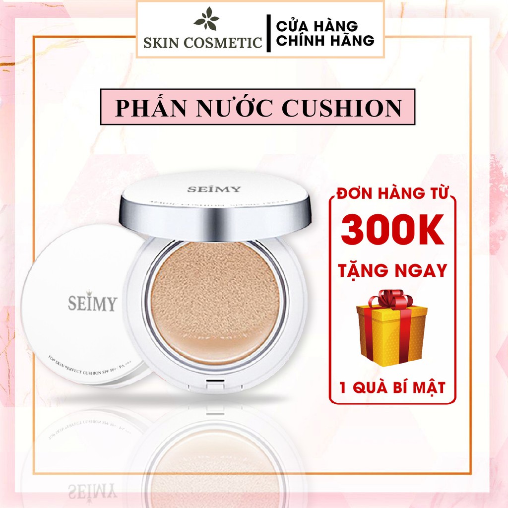 Phấn nước SEIMY Top Skin Perfect Cushion che khuyết điểm, kháng nước, lâu trôi, dưỡng trắng da SPF 50+