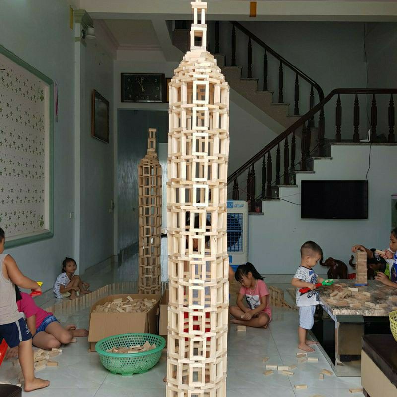 Bộ 48 thanh xếp hình đồ chơi cỡ lớn  bằng gỗ cho bé thoải sức sáng tạo ( rút gỗ, xếp hình, domino...)
