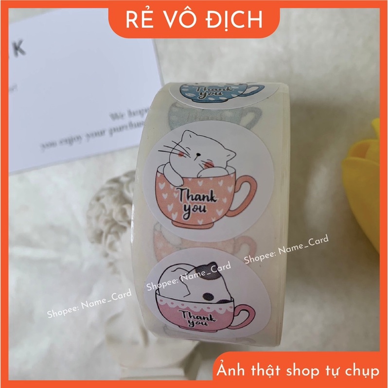 Tem nhãn dán cảm ơn, sticker thank you, kích thước tem 2,5 cm