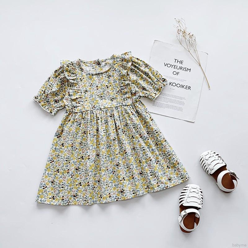 Đầm Cotton Không Tay Họa Tiết Hoa Cho Bé Gái