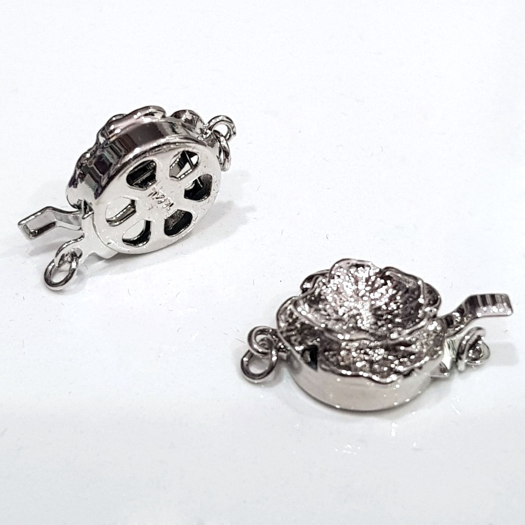 [K29B] Phụ kiện trang sức (DIY) - Khóa trống gắn ngọc 6-10ly lá sen làm vòng cổ vòng tay