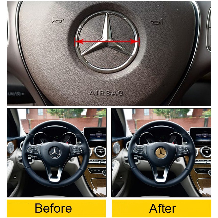 Miếng Dán Logo 52mm 57mm Bằng Hợp Kim Trang Trí Vô Lăng Xe Mercedes Benz Amg