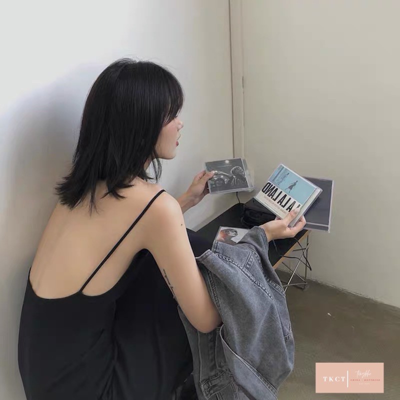 Váy Hai Dây Trễ Lưng Đen TONGKHOCHITUE , Váy Nữ Body Nàng Thơ | BigBuy360 - bigbuy360.vn