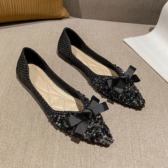 Giày Búp Bê Đính Đá Thiết Kế Thoáng Khí Thời Trang Hàn Quốc Cho Nữ