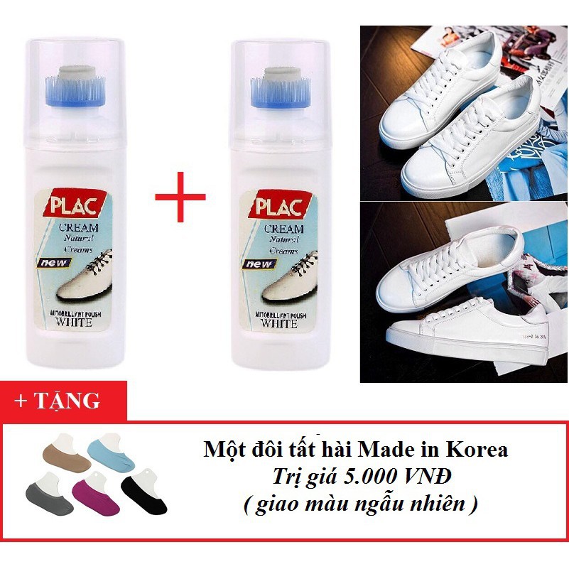 Combo 2 chai PLAC làm sạch giày dép và túi xách + tặng 1 đôi tất hài Made in Korea .:))