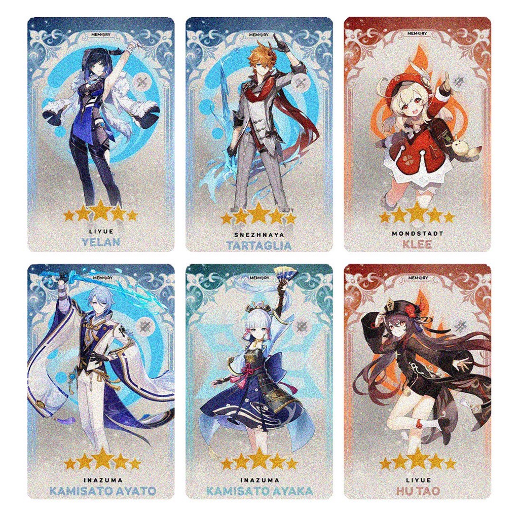 Ảnh card bo góc in hình GENSHIN IMPACT thẻ bo viền 5*8cm anime chibi sưu tập