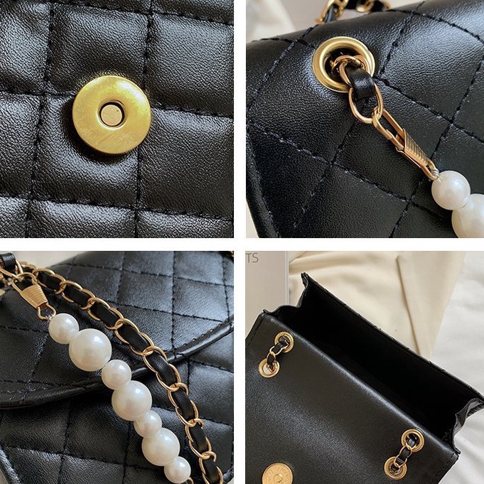 Túi xách đeo chéo nữ phối dây ngọc đi chơi phong cách hàn quốc PK 379