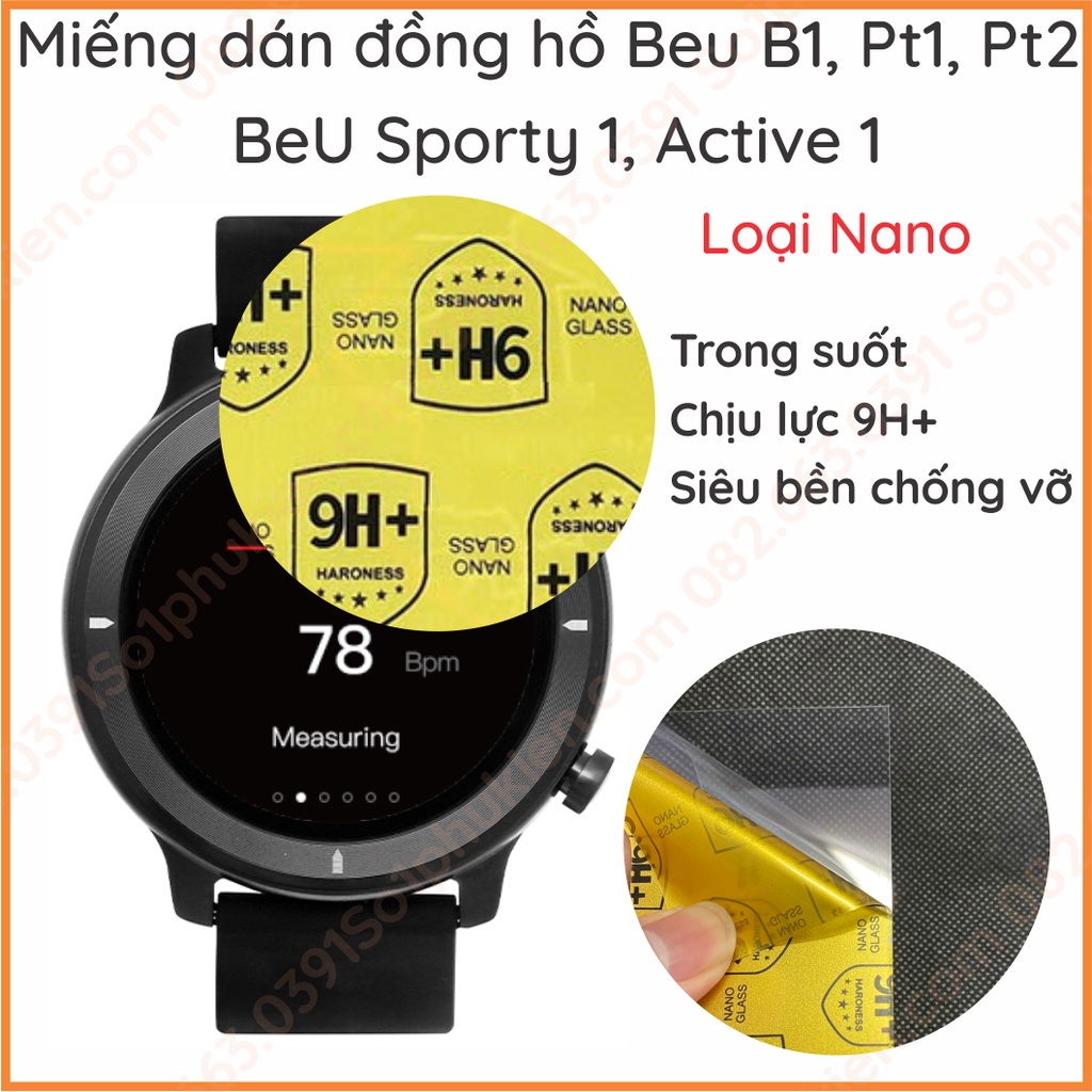 Miếng dán ppf , nano màn hình đồng hồ Beu sporty 1, Beu active 1, Beu pt1, Beu pt2, Beu b1