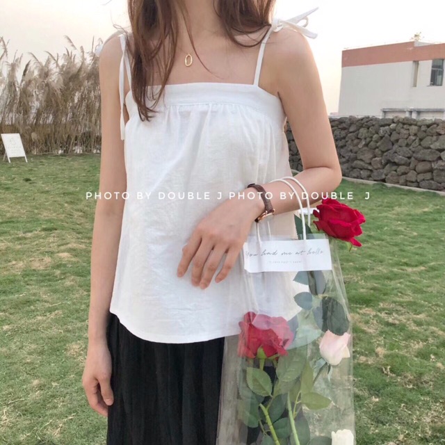 Áo hai dây chất linen phong cách Korea màu vintage Lovi