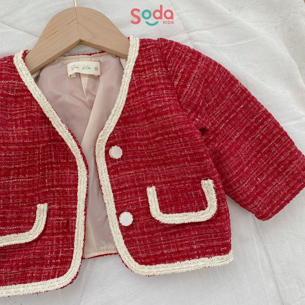 (Hàng thiết kế) Bộ áo khoác dạ đỏ kèm chân váy Thu Đông xinh tiểu thư