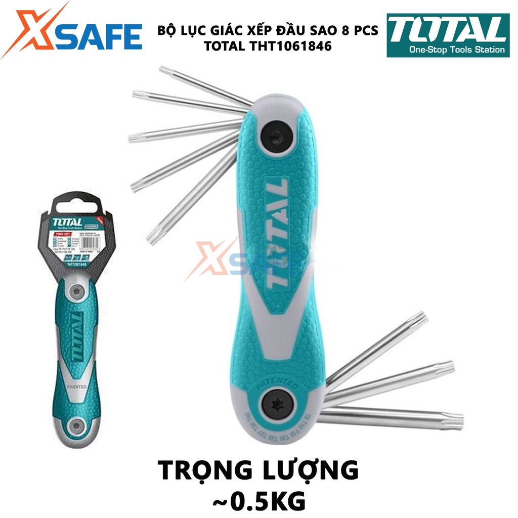 Bộ lục giác bông dạng xếp TOTAL THT1061846 8 chi tiết kích thước 2-8mm dùng vặn mở các khóa lục giác - chính hãng