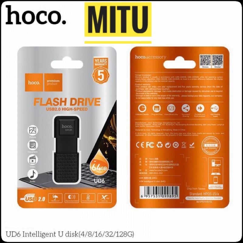 USB UD6 Hoco 64G Intelligent 2.0 đủ dung lượng - CHÍNH HÃNG