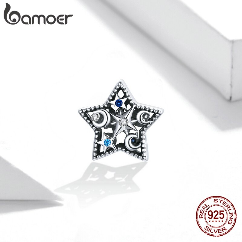 Hạt phụ kiện Bamoer BSC441 bằng bạc S925 hình ngôi sao dùng làm vòng tay/ vòng cổ thời trang DIY